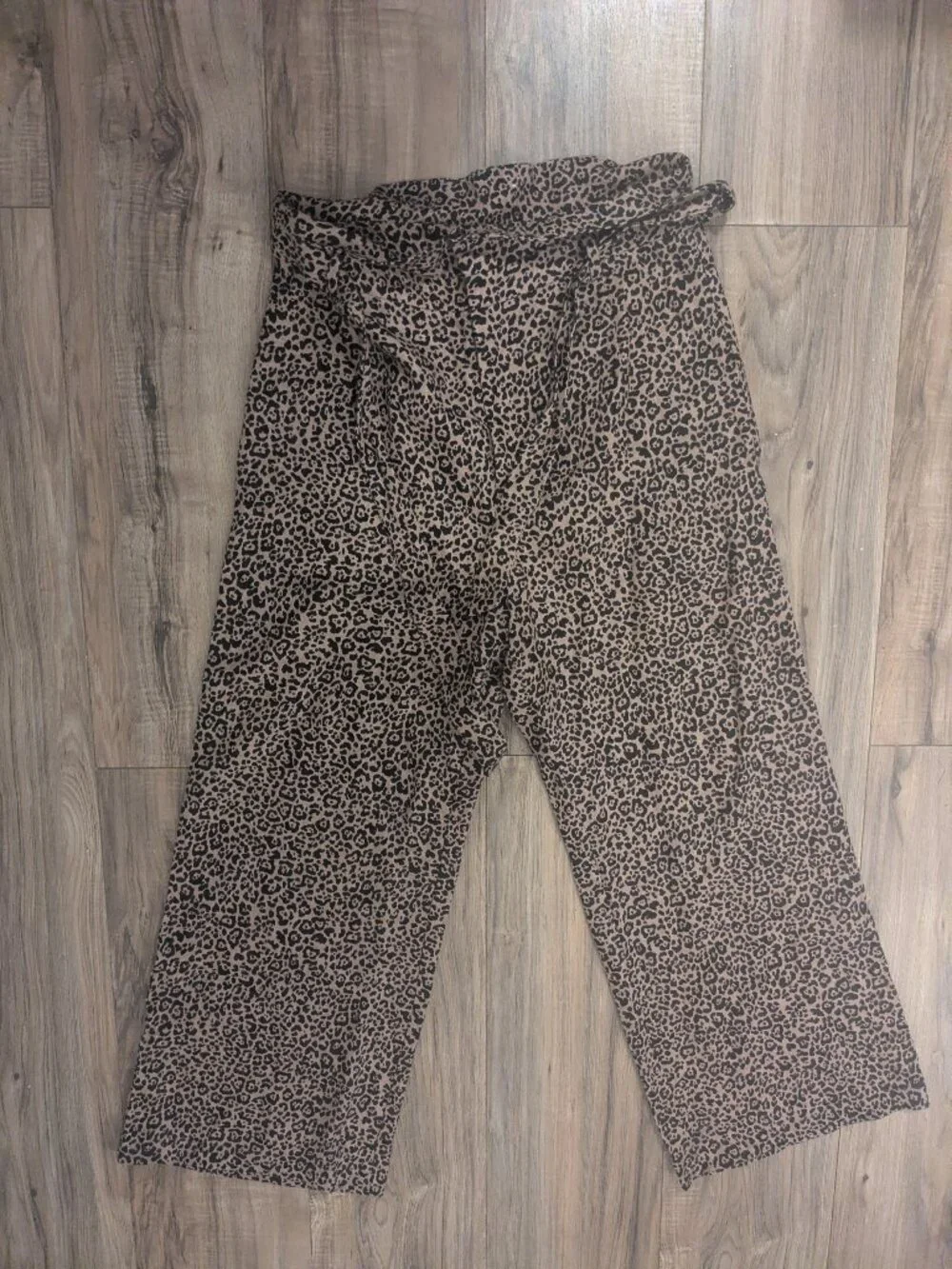 Reformation Jackie Cropped Belted Leopard-Print Linen Wide-leg Pants Size 8